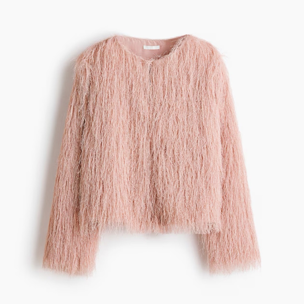 H&M Billowing Fringe Jacket Dusty Pink NWT - Picture 4 of 5